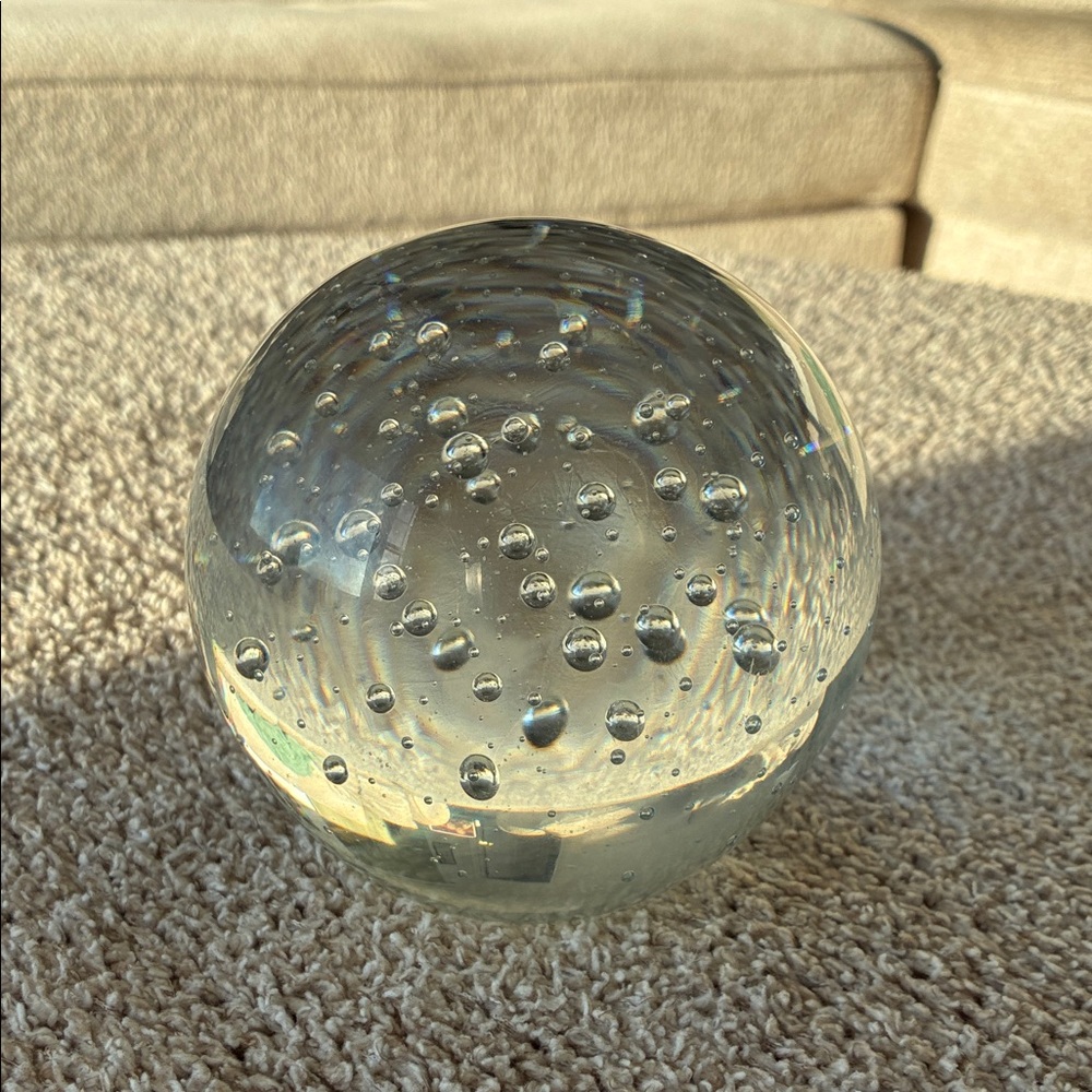Elegant Clear Glass Sphere with Bubbles